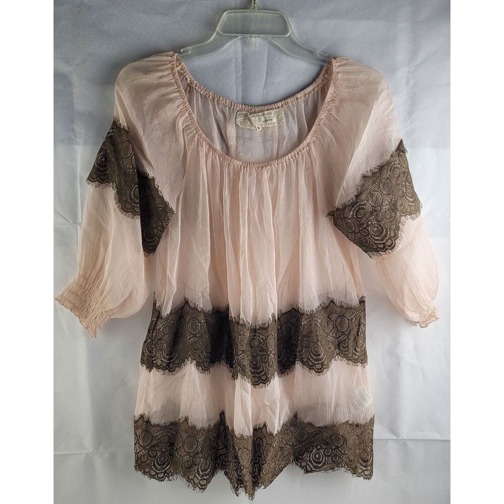 A'Reve sheer boho blouse Sz Small